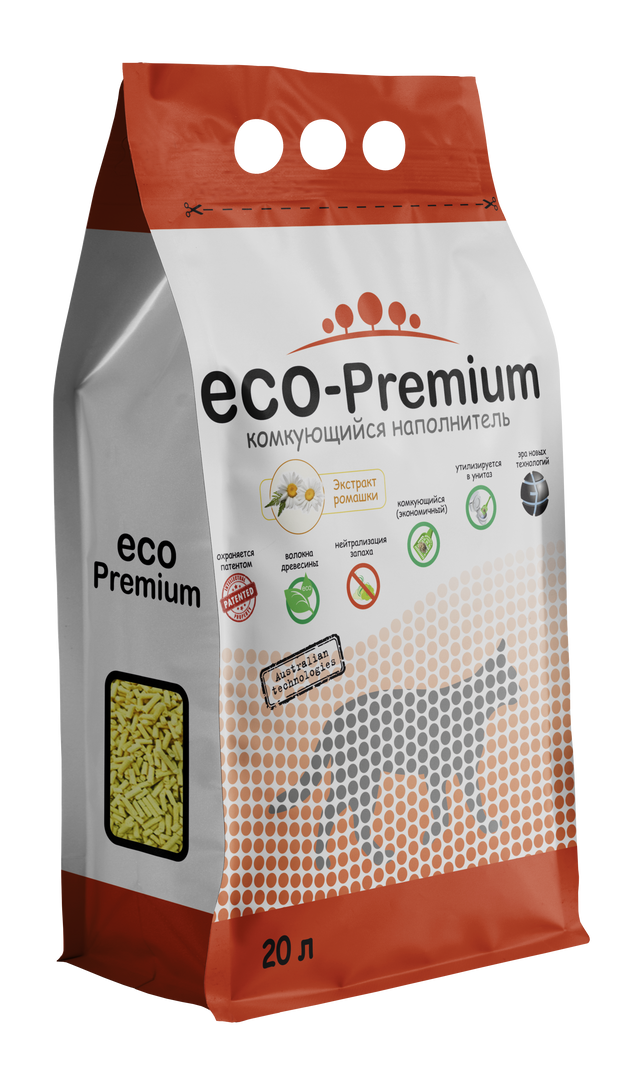 Наполнитель для кошачьего туалета ECO-Premium Комкующийся Ромашка 20л