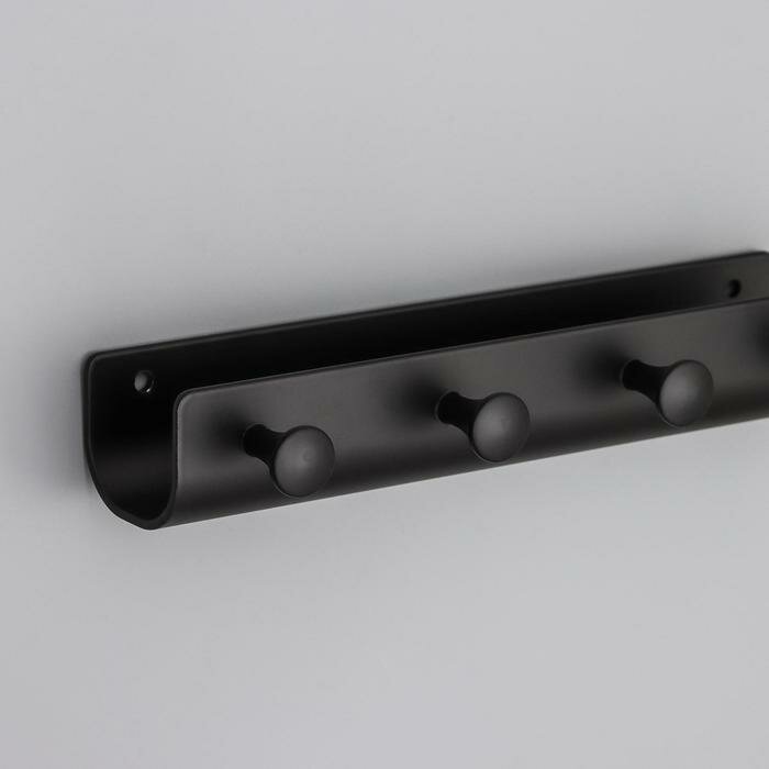 Вешалка на 4 крючка «Став», 22×4×3,5 см, цвет чёрный - фотография № 3