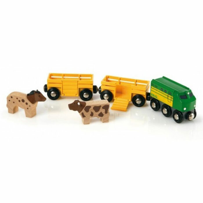 Набор для железной дороги Brio 3 грузовых вагона с животными, 5 эл. 33404