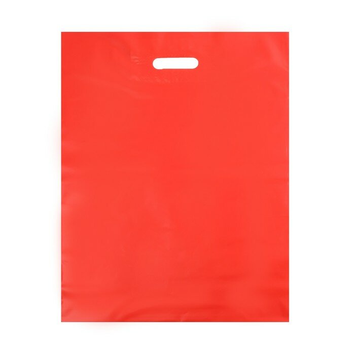 Пакет полиэтиленовый с вырубной ручкой, Красный 40-50 См, 90 мкм (50 шт) - фотография № 1