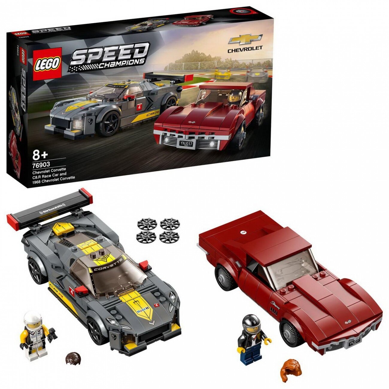 Конструктор LEGO Speed Champions Chevrolet Corvette C8.R Race Car and 1968 Chevrolet Corvette 76903-L