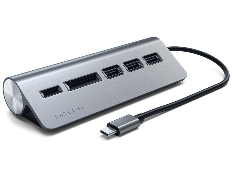 Хаб USB Satechi Aluminum Type-C - USB 3.0 Hub & Micro/SD Card Reader Grey ST-TCHCRM