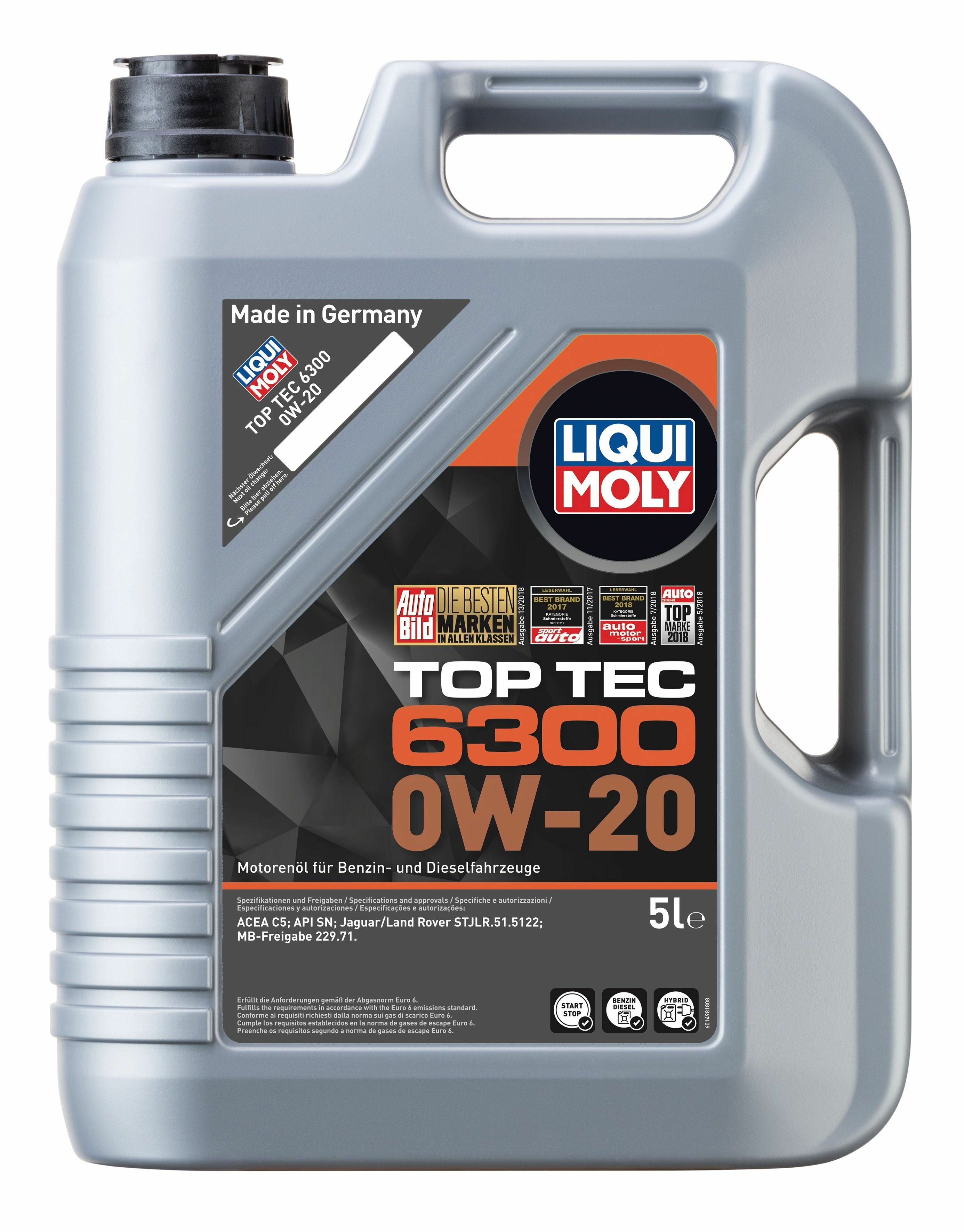 HC-синтетическое моторное масло LIQUI MOLY Top Tec 6300 0W-20