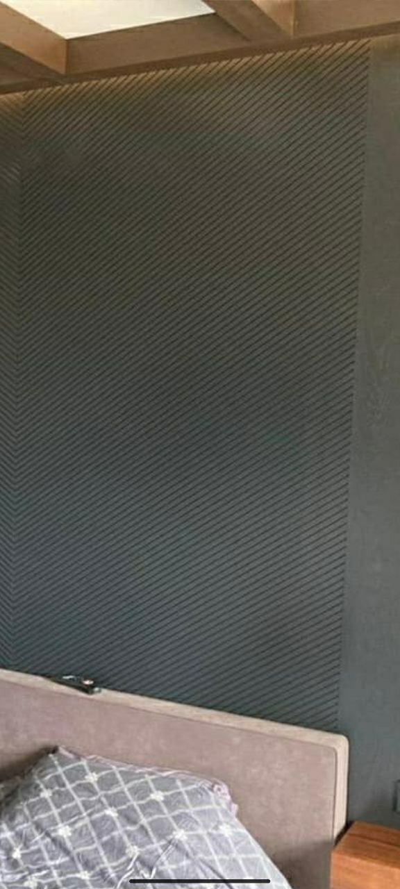 Фрезерованная МДФ панель в шпоне цвет ral7043 - фотография № 3