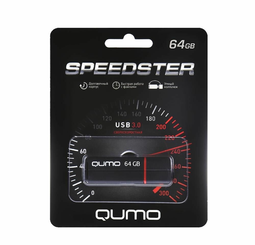 Флешка QUMO USB 3.0 64GB Speedster QM64GUD3-SP-black