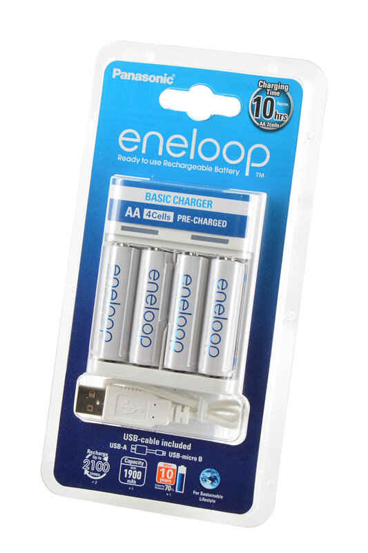 Panasonic Зарядное устройство для аккумуляторов Panasonic eneloop USB Basic Charger + 4АА1900mAh (K-KJ61MCC40U