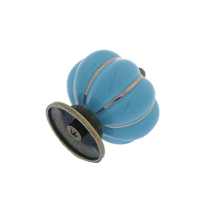 Тундра Ручка-кнопка PEONY Ceramics 001, керамическая, синяя - фотография № 2
