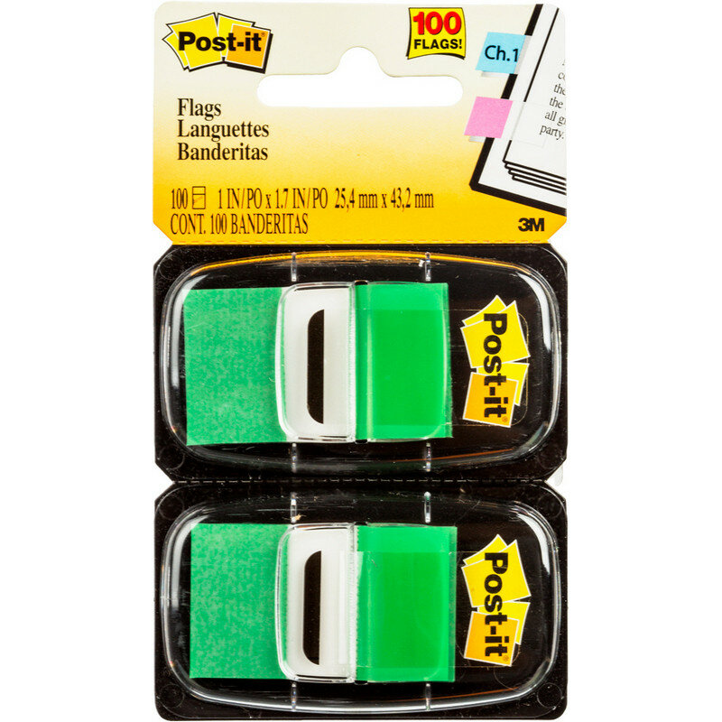 Клейкие закладки пласт. 1цв.по 100л. 25мм зелен Post-it '680-GN2 Post-it Professional 395549 7000052454