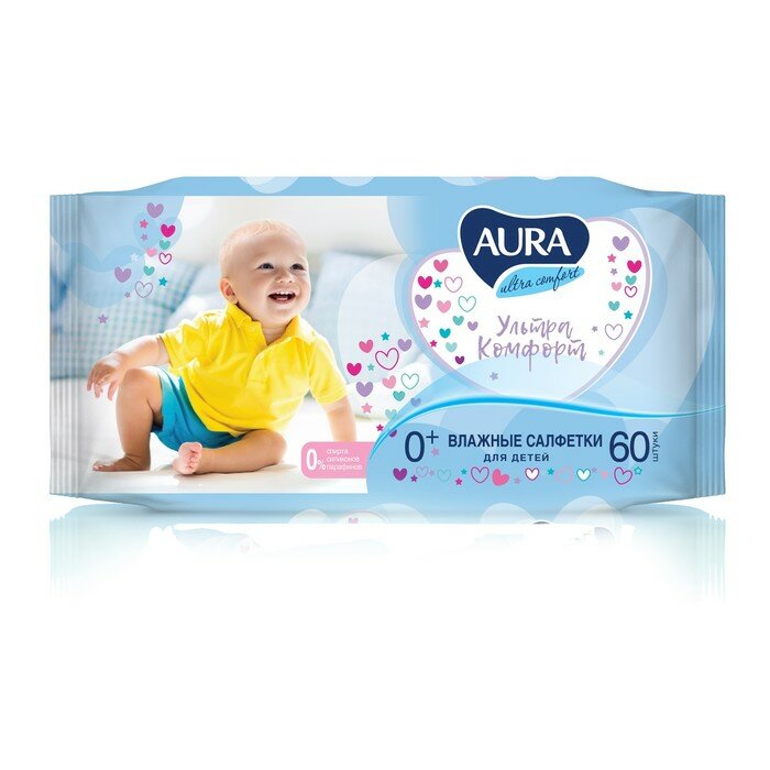 AURA Влажные салфетки Aura Ultra Comfort детские 60 шт