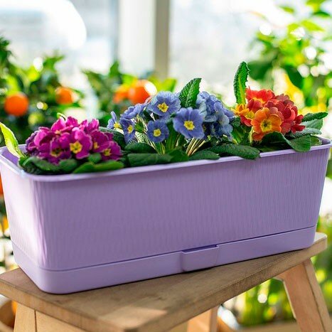 Ящик балконный цветочный пластик 6.7 л "Прованс" 40х17х13 см с поддоном цвет лаванда