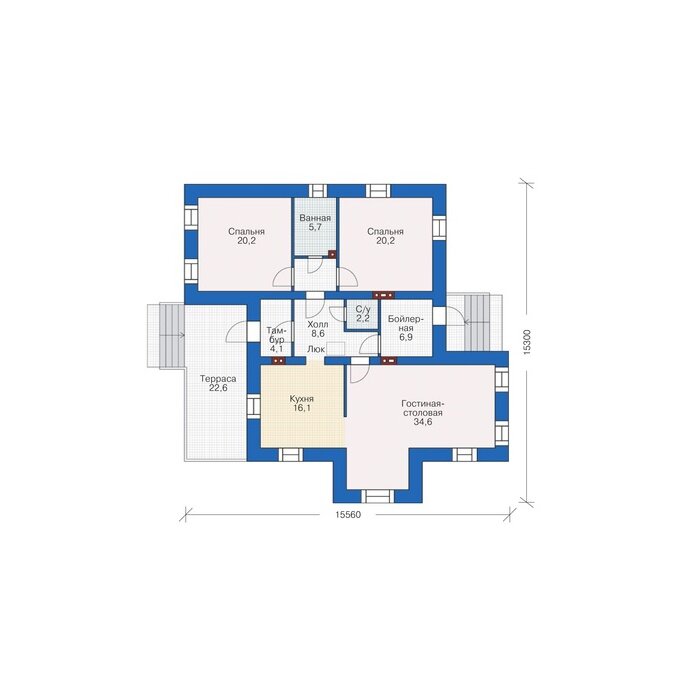 Проект дома Plans-38-04 (122 кв.м, кирпич 640мм) - фотография № 3