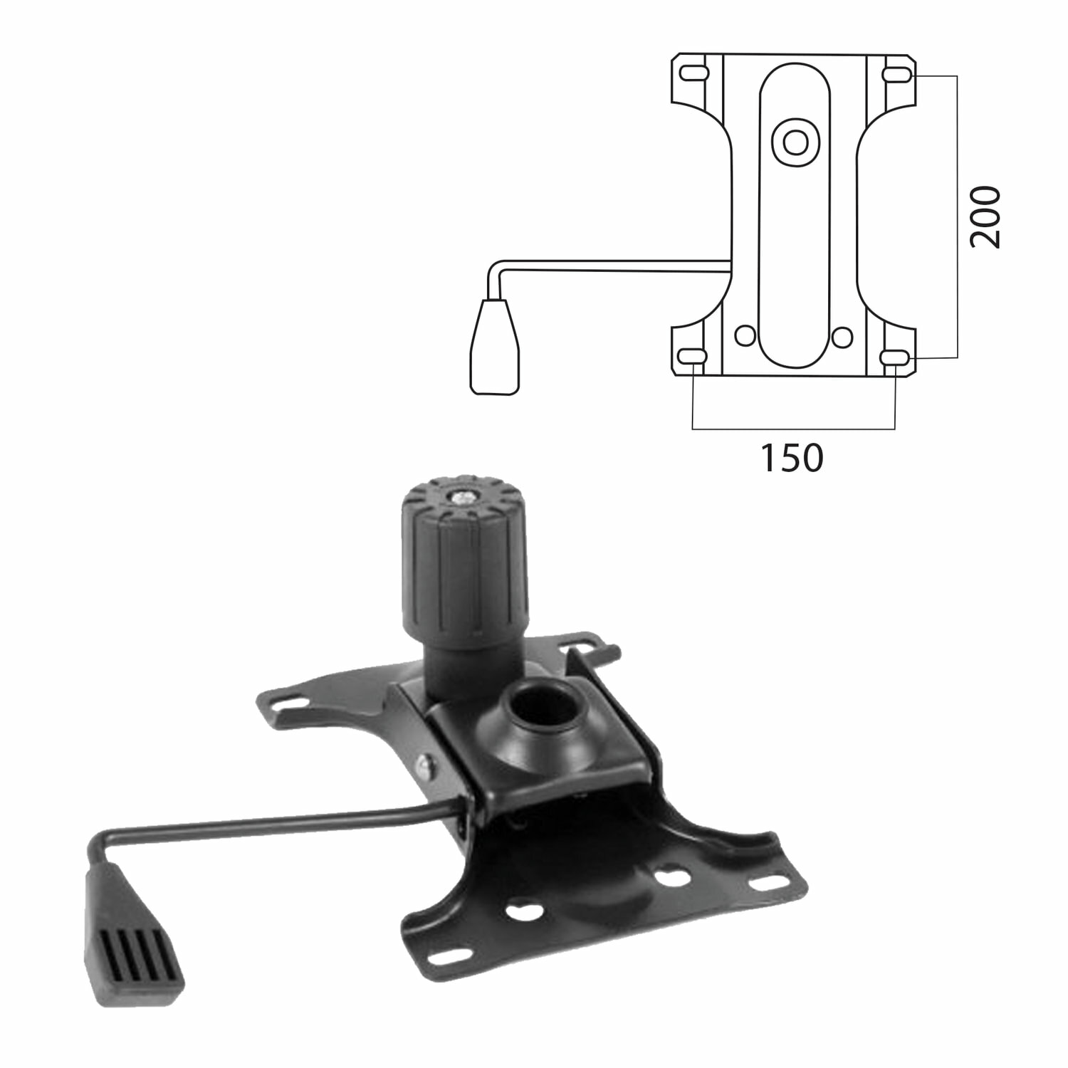 Механизм качания для кресла, «Top-Gun», межцентровое расстояние крепежа 150×200 мм. 531482