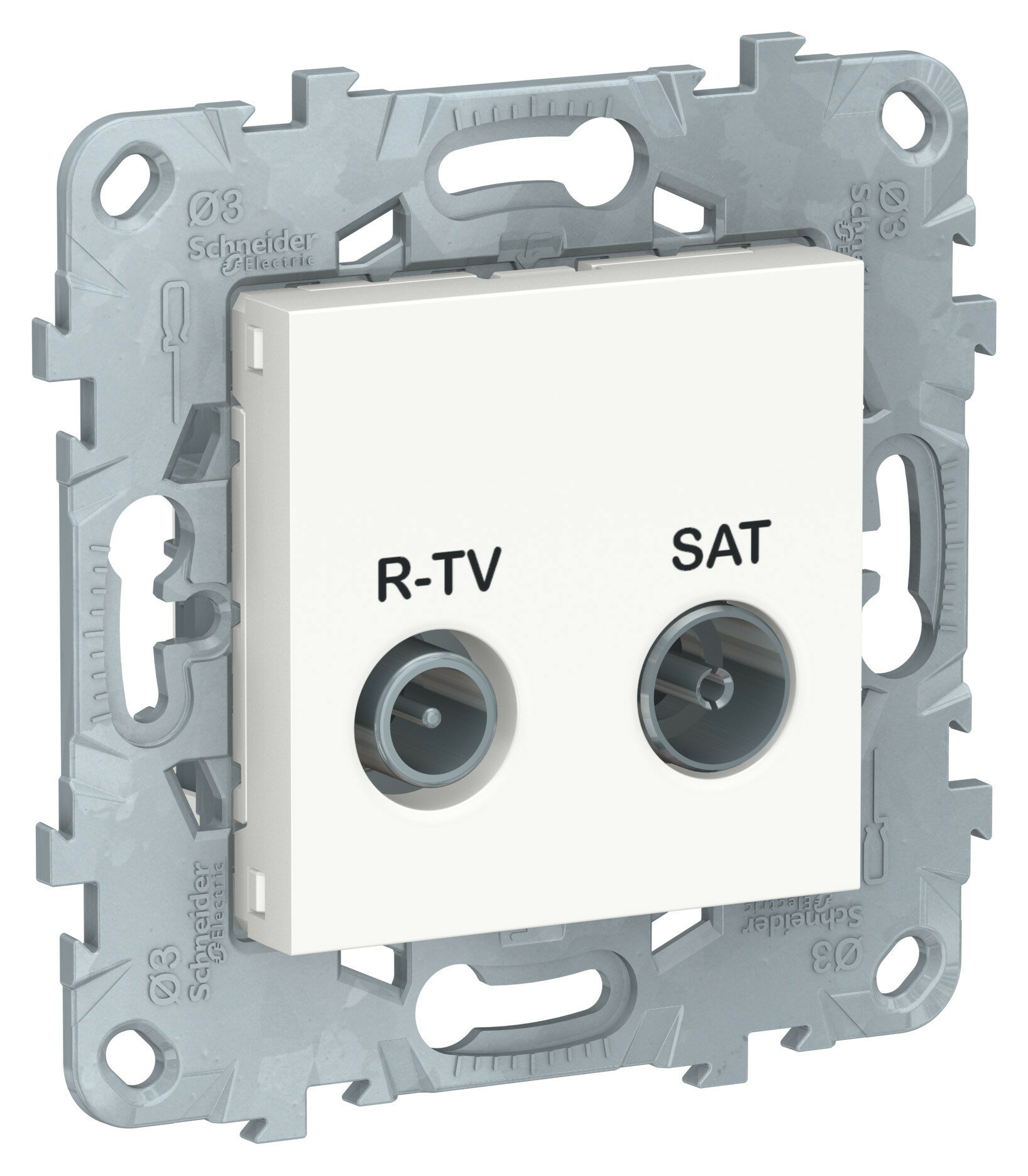 Розетка телевизионная спутниковая R/TV/SAT Unica NEW белый оконечная механизм встроенный монтаж (Schneider Electric), арт. NU545518