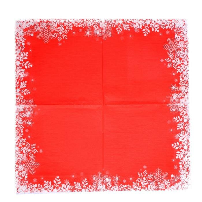 Страна Карнавалия Салфетки бумажные «Снежинки на красном», 33х33 см, набор 20 шт. - фотография № 2