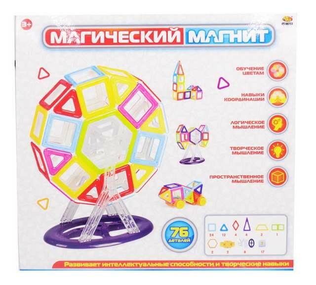 Конструктор "Магический магнит" не менее 76 предметов, в коробке AbToys PT-01356