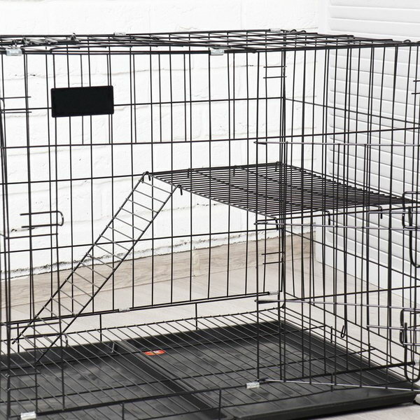 Клетка для собак и кошек, двухъярусная 70 x 50 x 60 см, чёрная - фотография № 9