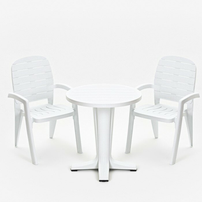 Набор садовой мебели Прованс белый, 2 кресла + стол - фотография № 1