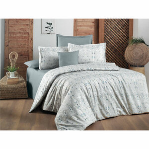 Фото Комплект постельного белья из ранфорса Castello V1 Sarev (серый), 1,5 спальный (наволочка 50x70)