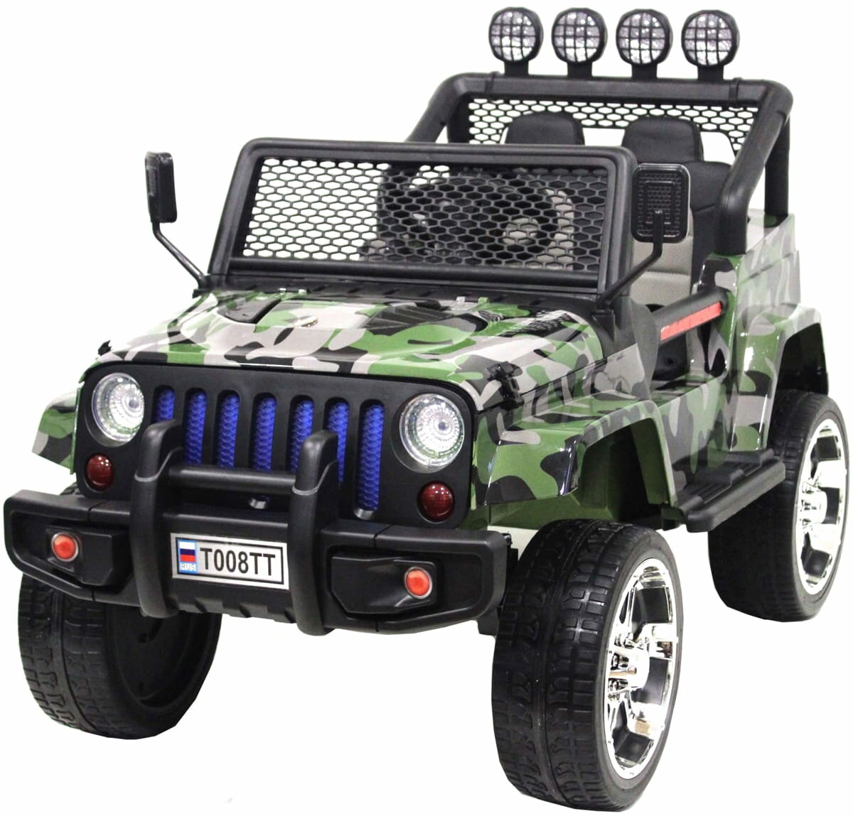 RIVERTOYS электромобиль Jeep T008TT с дистанционным управлением (полный привод) - камуфляж