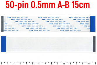 Шлейф FFC 50-pin Шаг 0.5mm Длина 15cm Обратный A-B AWM 20624 80C 60V VW-1