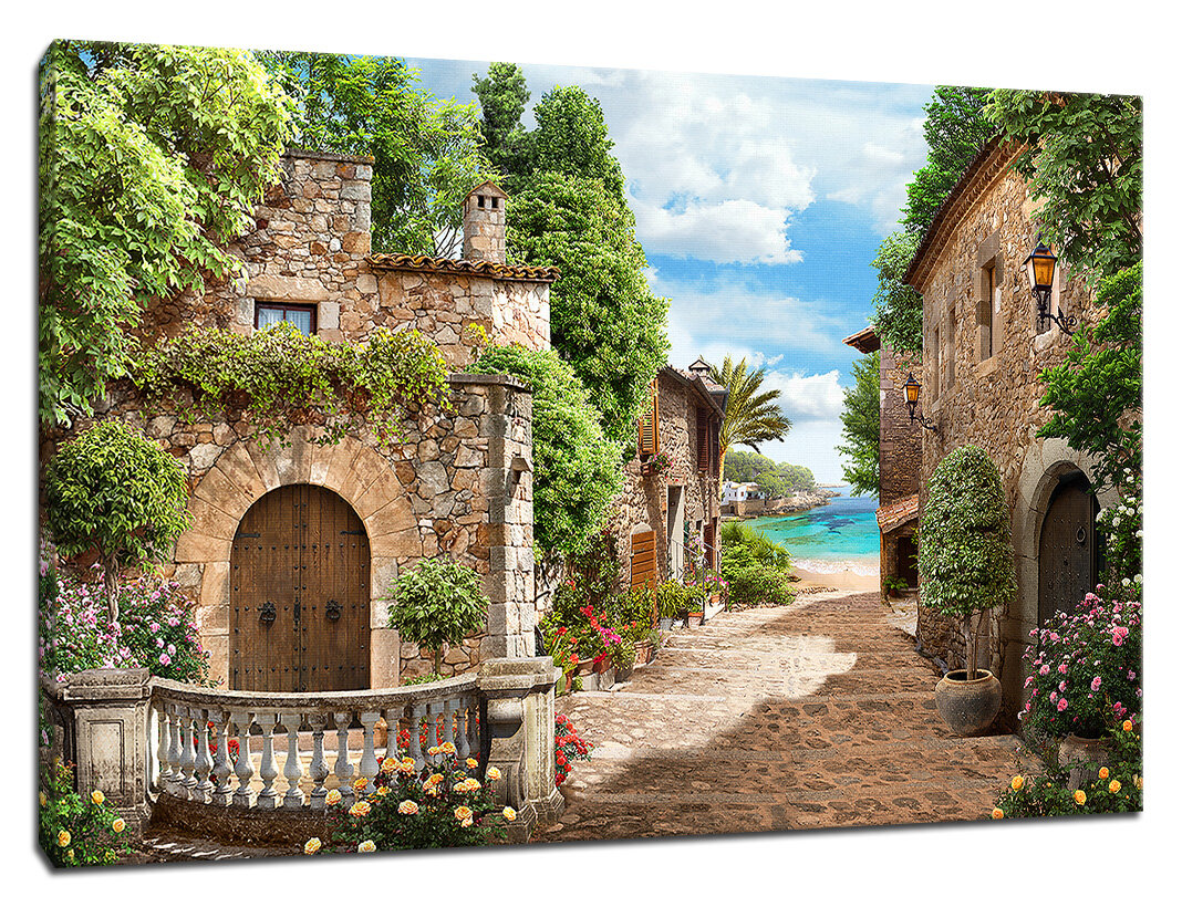 Картина Уютная стена "Старый город у моря" 100х60 см