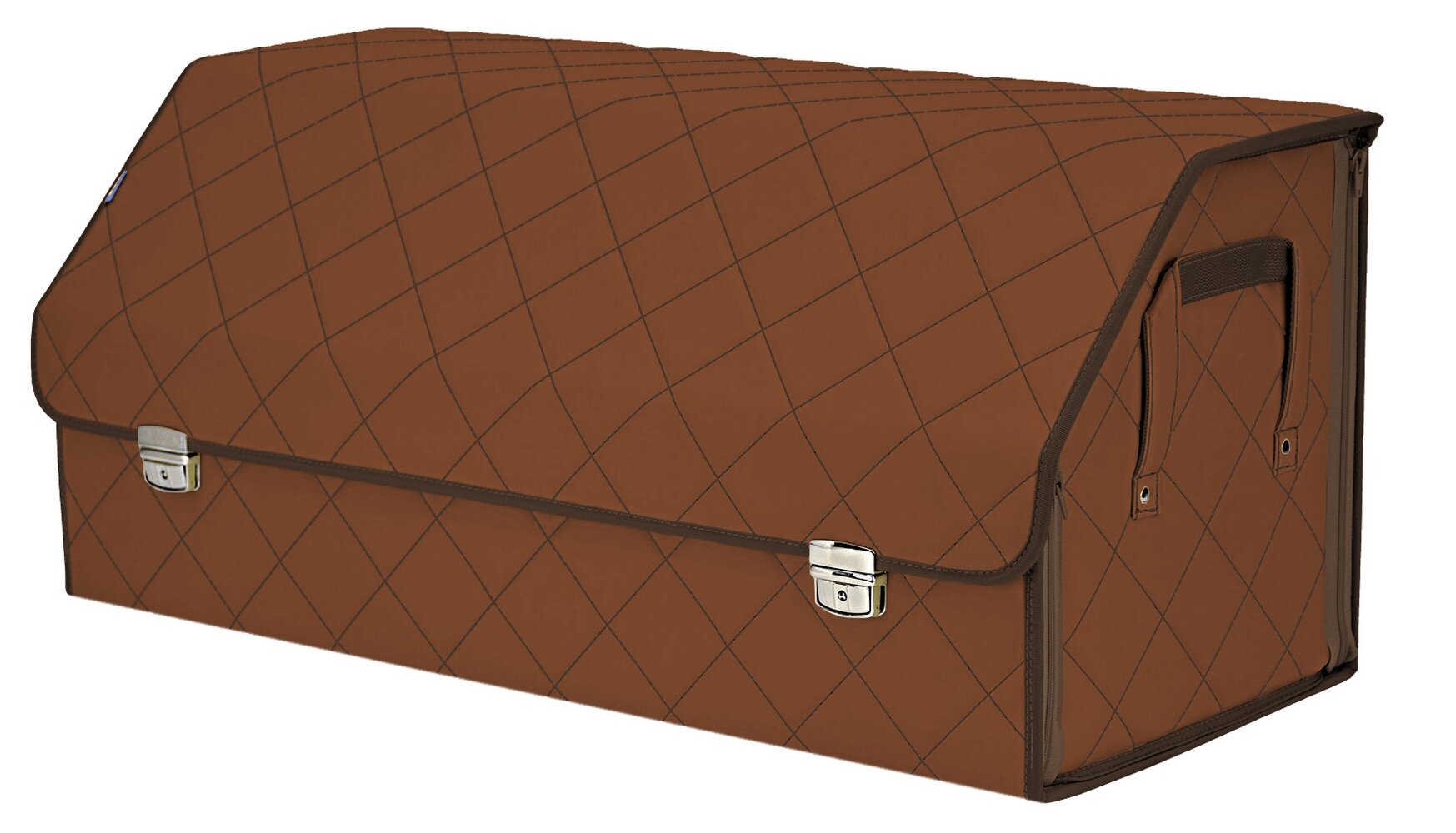 Органайзер-саквояж в багажник "Союз Премиум" (размер XXL). Цвет: светло-коричневый с коричневой прострочкой Ромб.