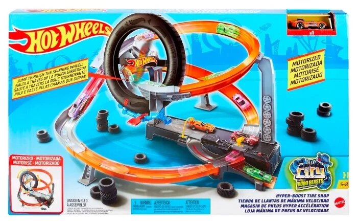 Трек Hot Wheels Hyper-Boost Tire Shop GJL16