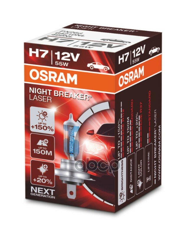  H7 12v 55w Px26d Night Breaker Laser 150%   1 . Osram . 64210NL