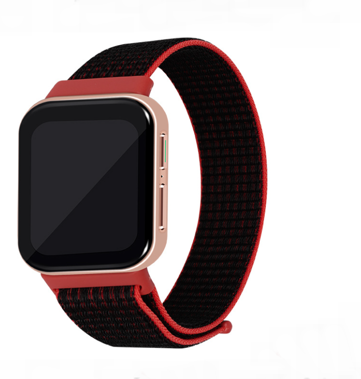 фото Cменный, тканевый ремешок Mypads для смарт-часов OPPO Watch 41 mm из ультра-прочного, плотного, качественного нейлона с дизайном «Спорт» черно-кра...