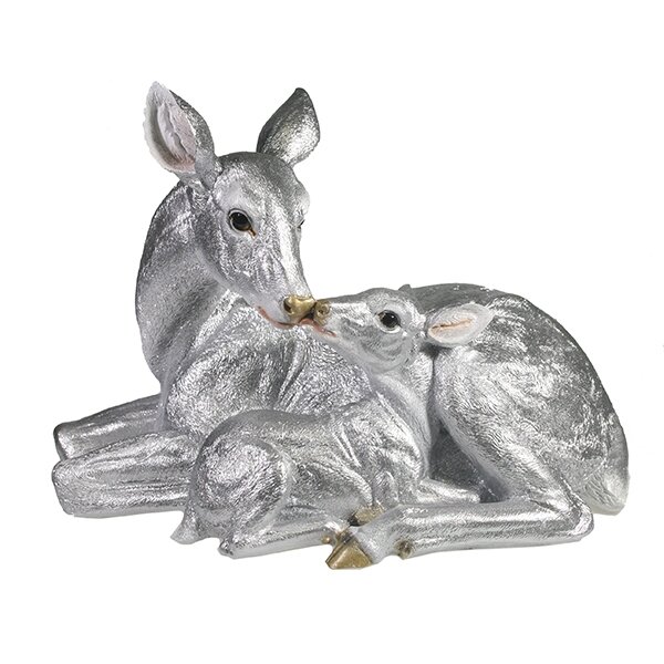 Фигура декоративная Олениха с олененком (серебро), 33*15.5*25см KSMR-714415