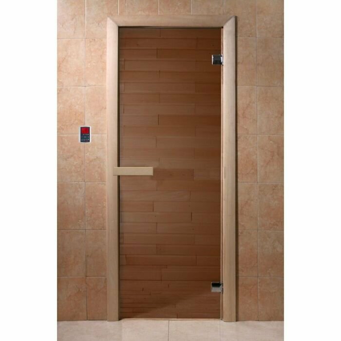 Дверь для бани и сауны стеклянная "Бронза", размер коробки 190×70см, 6мм