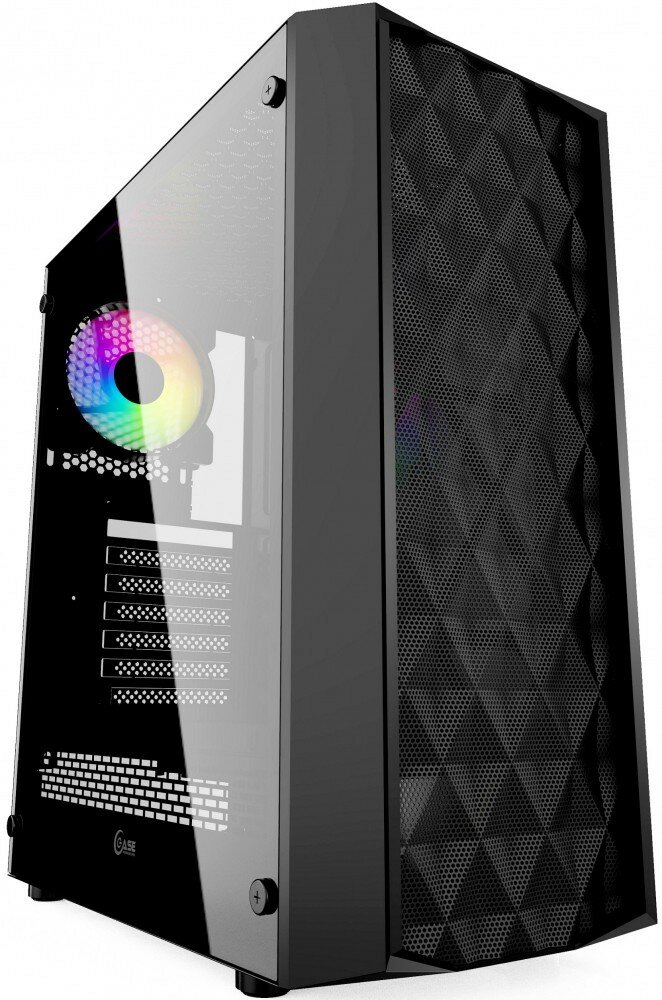 Корпус Powercase Diamond Mesh LED Black ATX mATX Mini-ITX Midi-Tower без БП с окном подсветка 2xUSB 2.0 USB 3.0 Audio