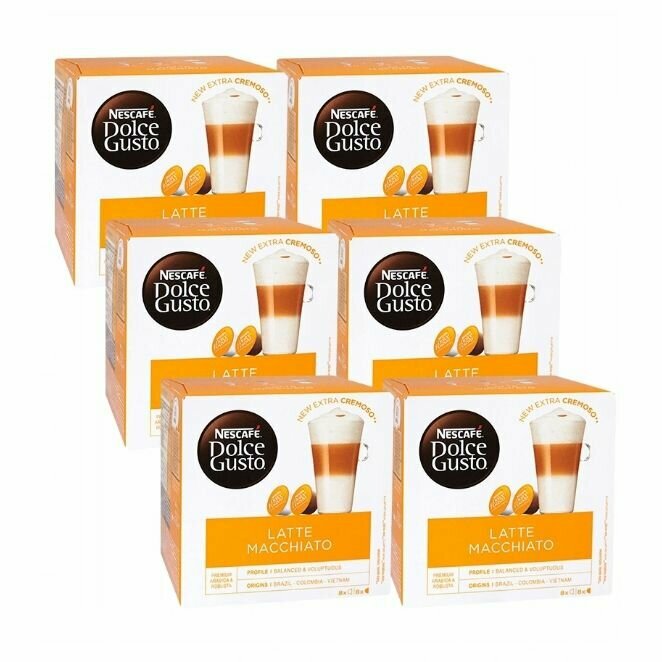 Кофе в Капсулах Nescafe Dolce Gusto Latte Macchiato 96 капсул / Нескафе Дольче Густо Латте Макиато 6 х 16 - фотография № 1