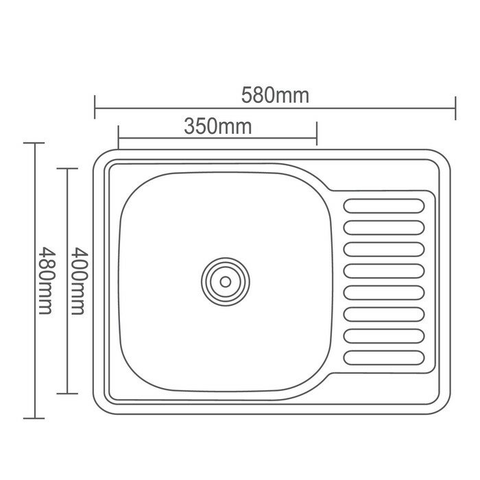 Мойка кухонная Accoona AB4858-L, врезная, левая, толщина 0.6 мм, 580х480х165 мм, глянец - фотография № 5