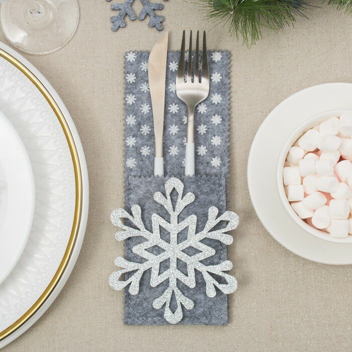 фото Доляна Набор конвертов для столовых приборов Доляна "Снежинка" - 4 шт.