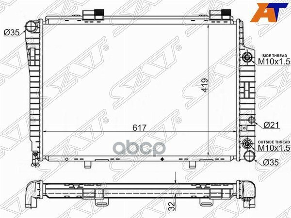 Радиатор Mercedes C-Class W202 1.8/2.0/2.2/2.3/2.4 93-01/Clk-Class W208 2.0/3.2 97-02/Slk-Class W17 Sat арт. MB0008-1