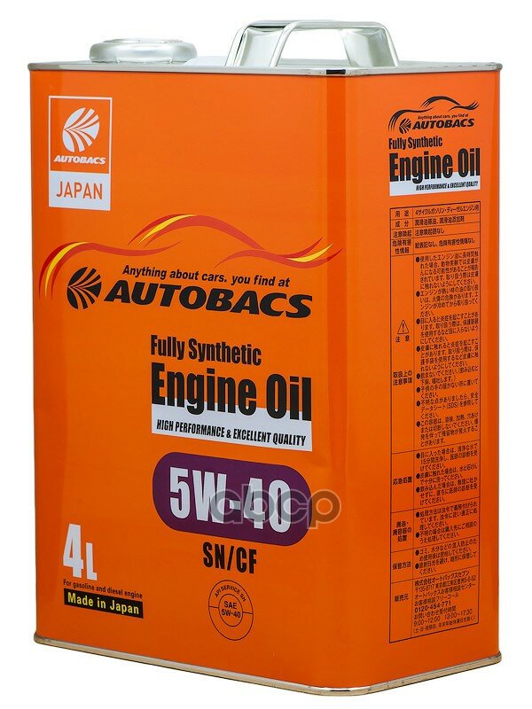 AUTOBACS Масло Моторное Autobacs Engine Oil 5W-40 Sn/Cf 4Л A01508404