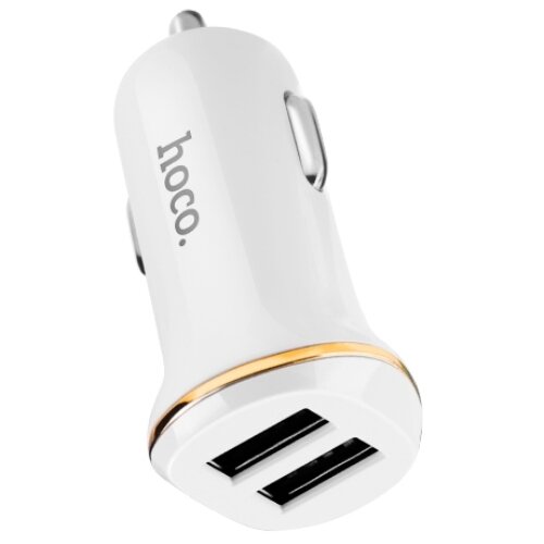 Автомобильное зарядное устройство Hoco Z1 White зарядка 2.1А 2 USB-порта + кабель microUSB, белый