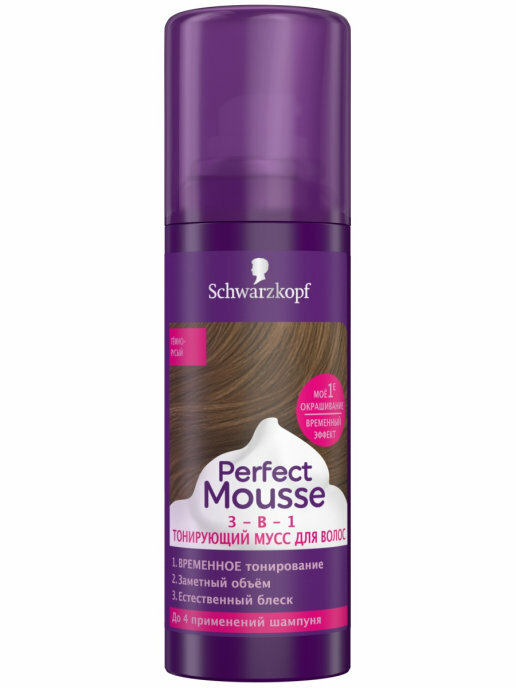 Шварцкоп / Schwarzkopf Perfect Mousse - Тонирующий мусс для волос 3в1 Темно-русый 120 мл