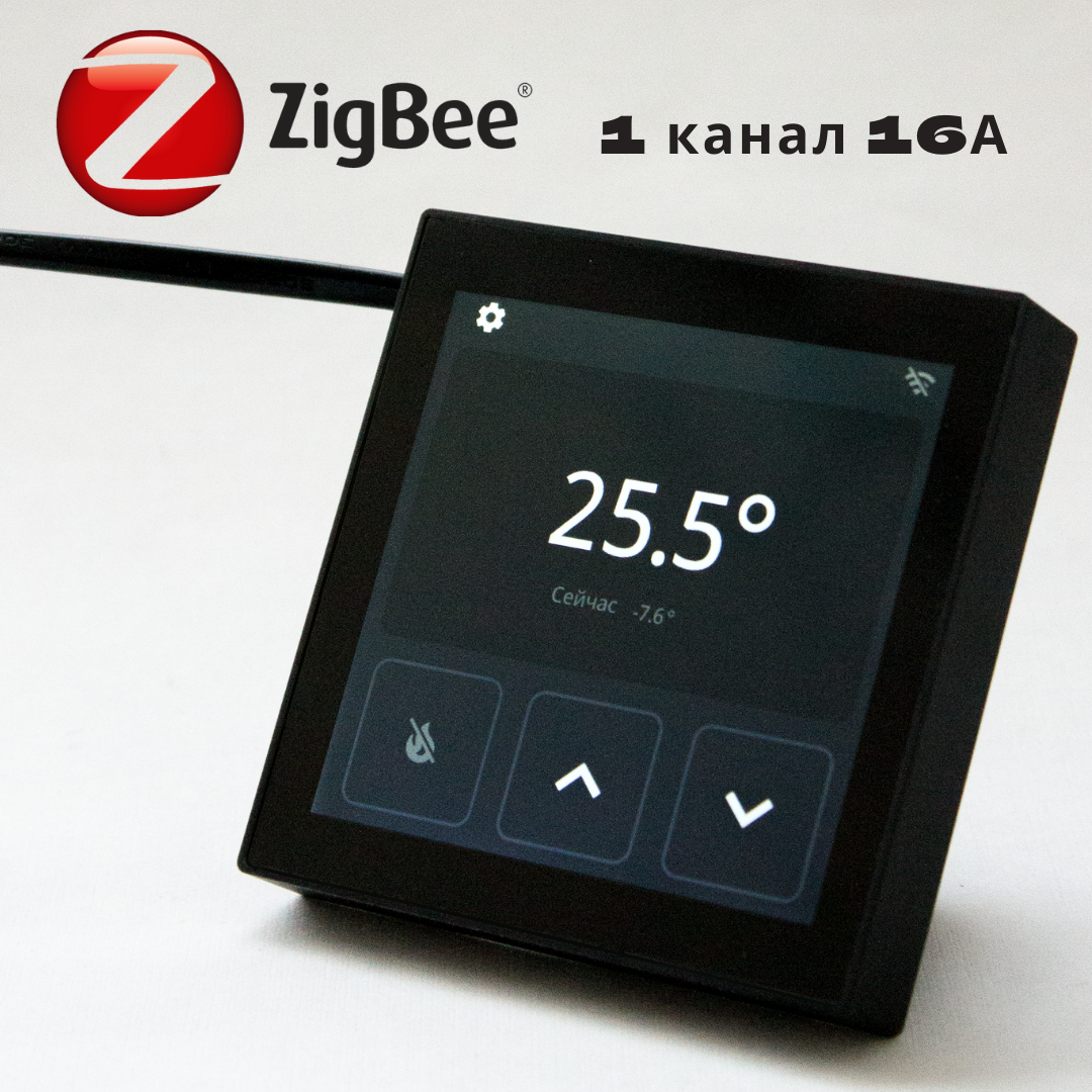 Термостат/терморегулятор для теплого пола с ZigBee сенсорный программируемый встраиваемый черный LYTKO 101+ 1/16A - фотография № 1