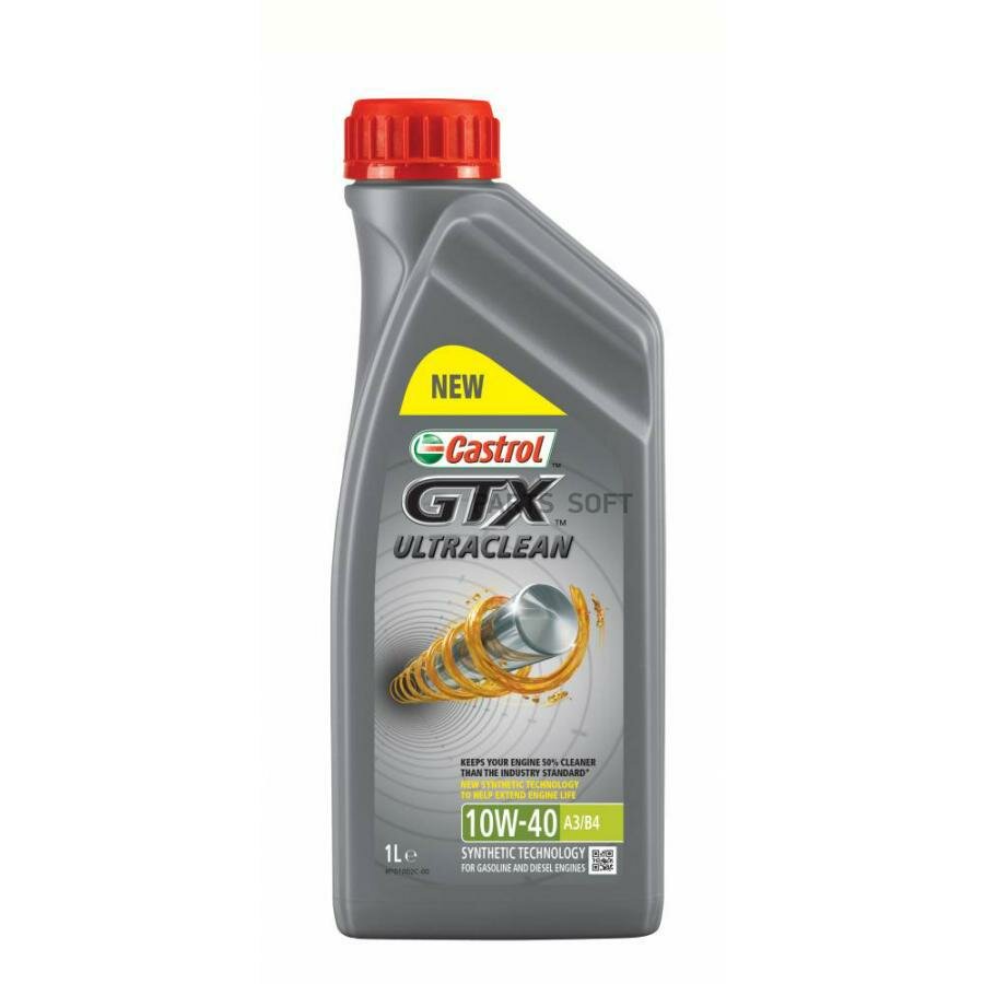 CASTROL 15A4DE Castrol 10W40 (1L) GTX ULTRACLEAN_масло мот.!\ACEA A3/B3, A3/B4, API SL/CF, Fiat 9.55535-D2/G2