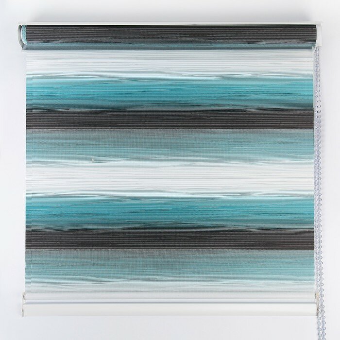 Штора рулонная «День-ночь. Волна», 80×180 см (с учётом креплений 3,5 см), цвет бирюзовый - фотография № 2