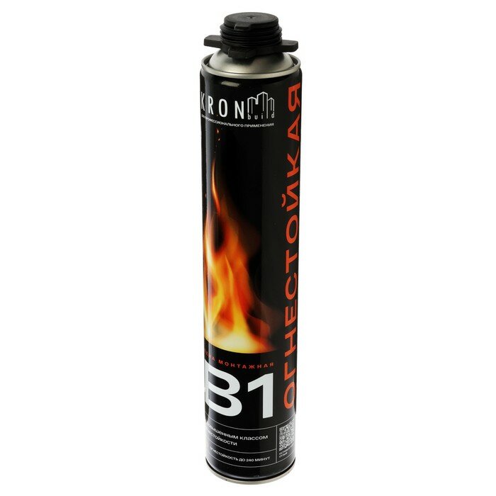 фото Пена монтажная KRONbuild B1, огнестойкая, профессиональная, 850 мл