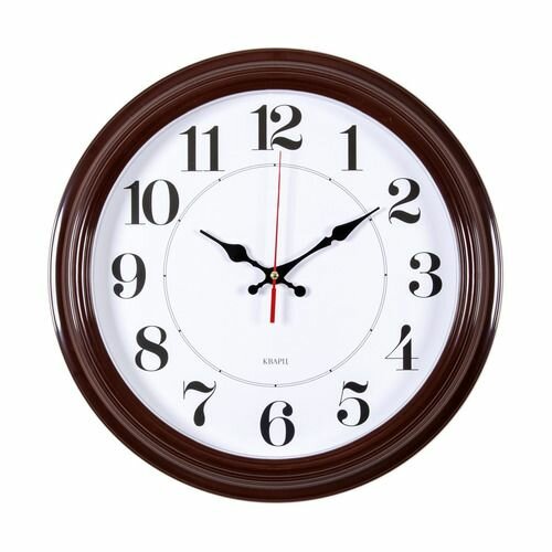 Часы настенные аналоговые Бюрократ WALLC-R85P диаметр 35 см коричневый/белый