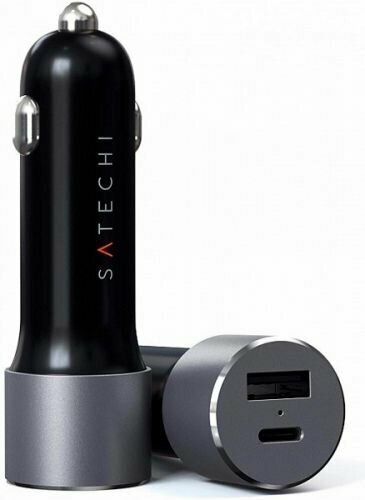 Зарядное устройство автомобильное Satechi 72W Type-C PD Car Charger ST-TCPDCCM 12В, USB-A 12W, USB-C 60W, серый