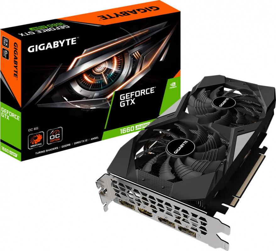 Видеокарта Gigabyte PCI-E GV-N166SOC-6GD nVidia GeForce GTX 1660SUPER 6144Mb 192bit GDDR6 1830/14000