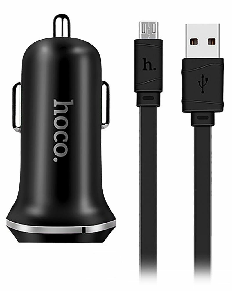 Автомобильное зарядное устройство Hoco Z1 2USB 2.1A + micro cable black