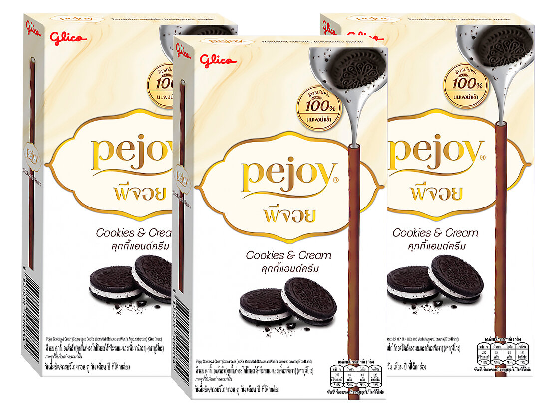 Бисквитные палочки соломка Pejoy Cookies & Cream с кусочками печенья и сливочной начинкой азиатские сладости (3 шт. по 37 гр.) - фотография № 1