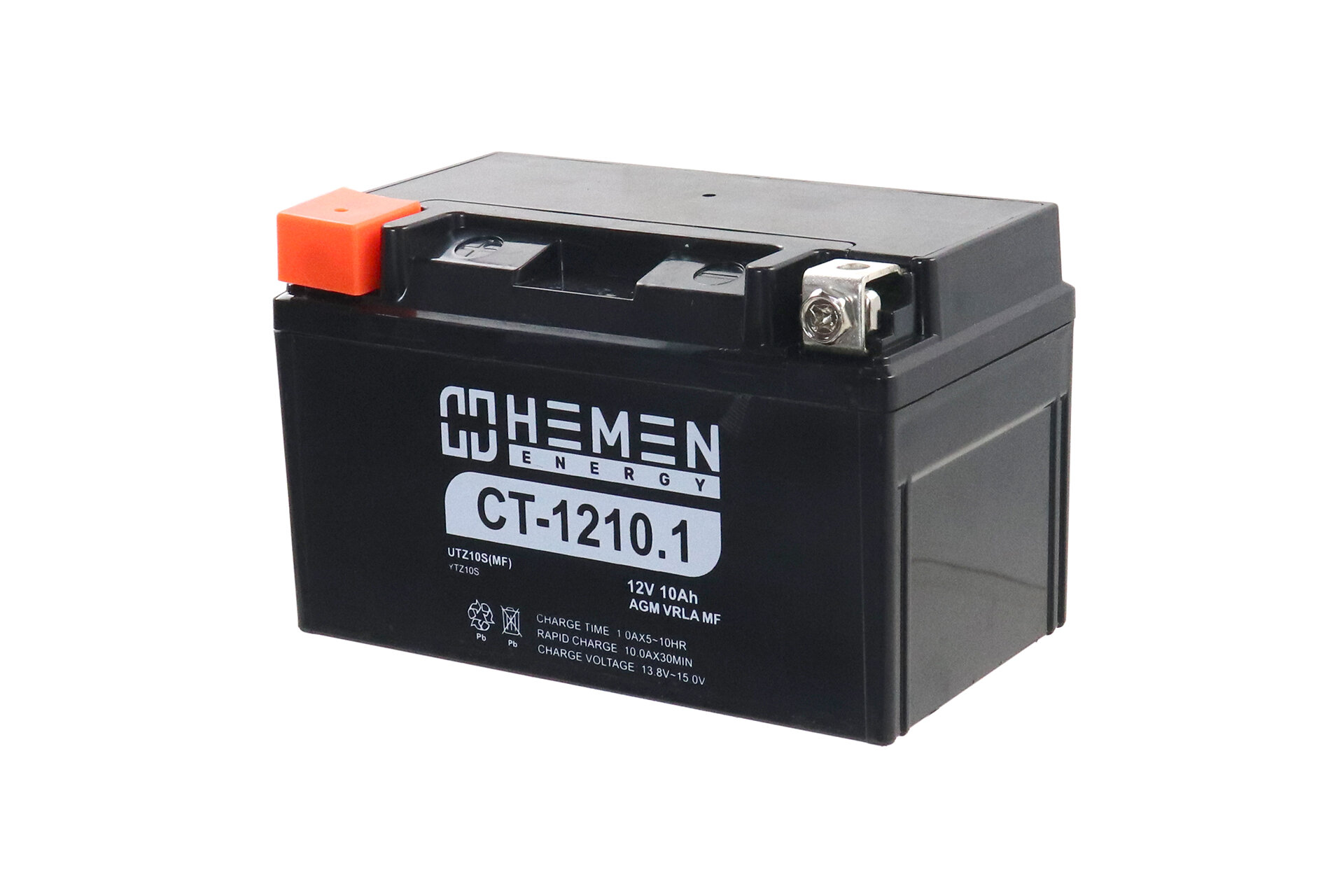 Аккумулятор 12В10Ач HEMEN ENERGY CT1210.1 (YTZ10S) (кислотный, герметичный) (прям. пол) (150*85*93мм