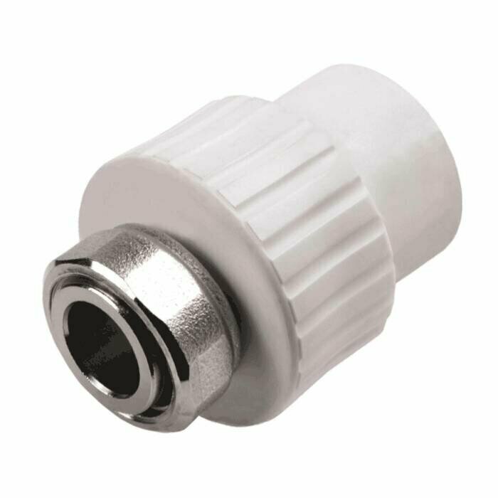 фото Муфта PP-R комбинированная белая Дн 25х1" с накидной гайкой на метал. штуцере RTP (РосТурПласт) 14259